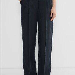 Aritzia Navy Wide-Leg Trousers High-Waisted